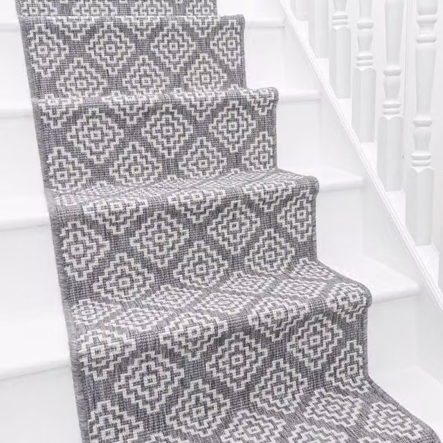 runrug Olmec Reversible and Durable Stair Runner Carpet, Grey, W: 60 cm, L: 540 cm