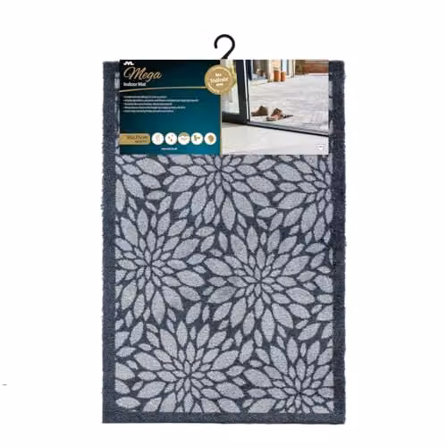 JVL Mega Machine Washable Floral Doormat, Blue and Grey, W: 50 cm, D: 150 cm – 4