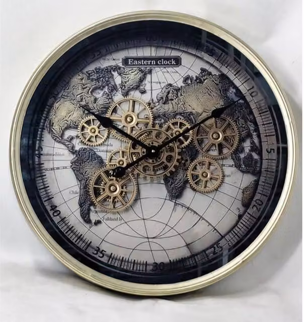 Minster Gear Analog Wall Clock in Beige, W60 x H60 cm – 1