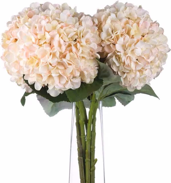 KDMK White Metal Hydrangea Floral Tabletop Decor