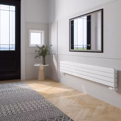 UK Radiators Typhoon Axis White Horizontal Double Panel Designer Radiator W: 180 cm, H: 27.2 cm – 2