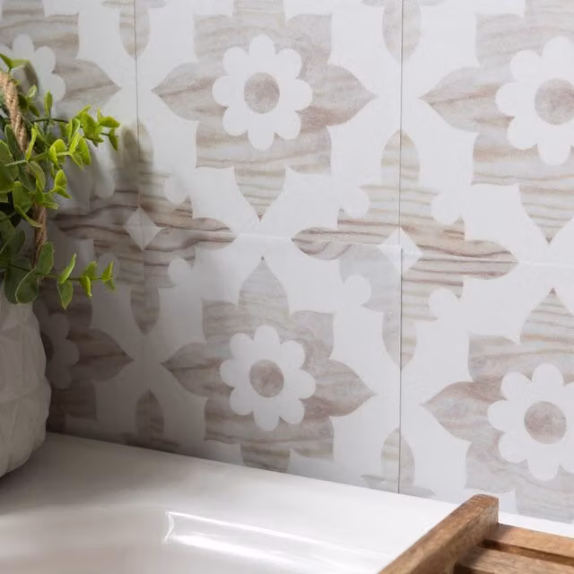 Quadrostyle Campagne In Wood Adhesive Vinyl Stickers for Wall Tiles and Furniture, Beige, 15 cm