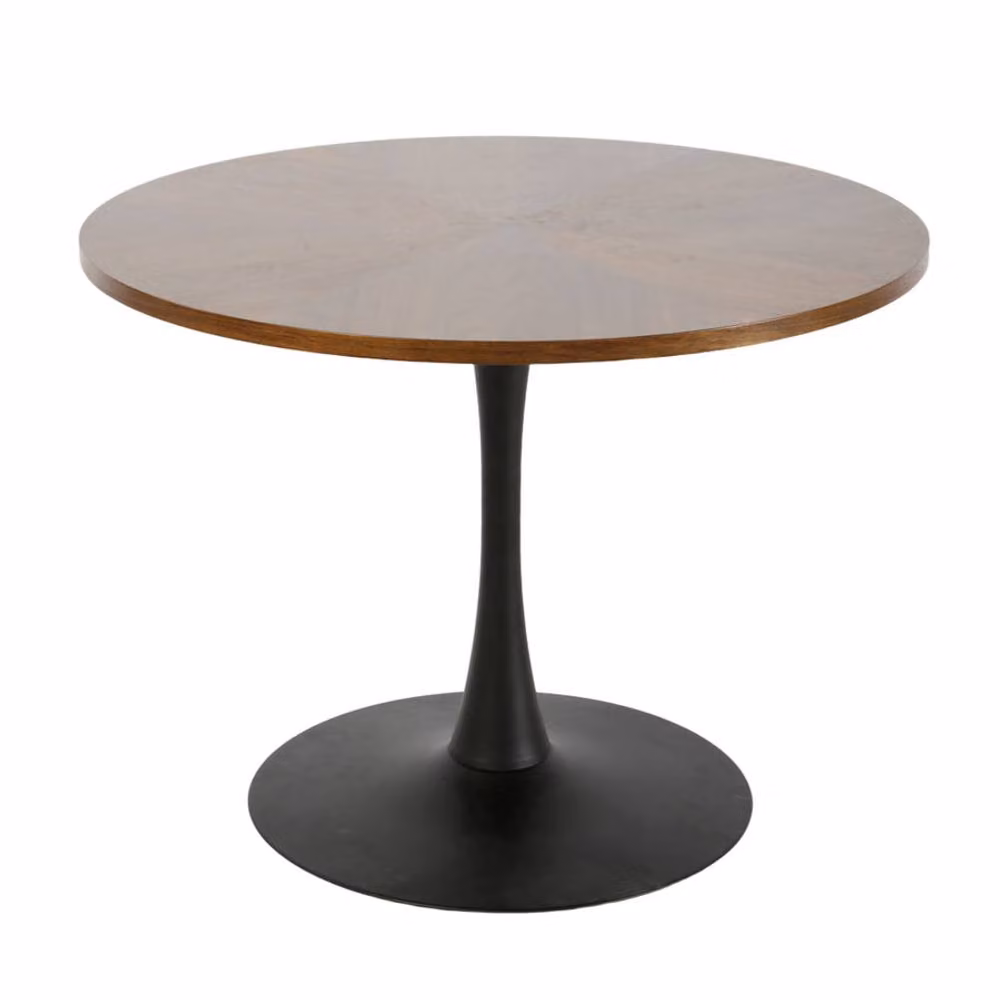 Home Garden Direct Paris Walnut Round Dining Table, 4 Seater, Brown, W/D: 100 x 100 cm – 4