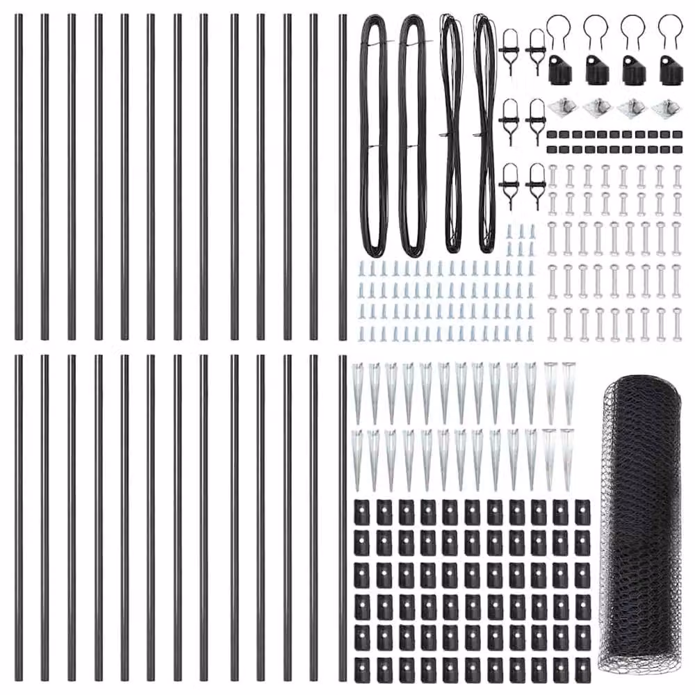 Berkfield Home Grey Powder-Coated Steel Hexagon Fence, 1 x 50 m – 4