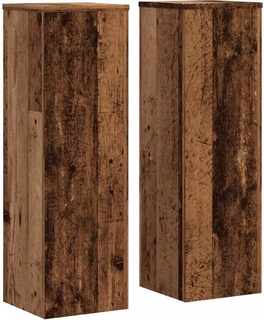 Berkfield Home 2-Piece Modern Square Plant Stand in Brown Engineered Wood, W/D/H: 25 x 25 x 80 cm