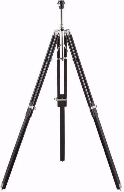 Netlighting Industrial Tripod Floor Lamp with Dark Wood Legs and Bright Nickel Plate in Grey