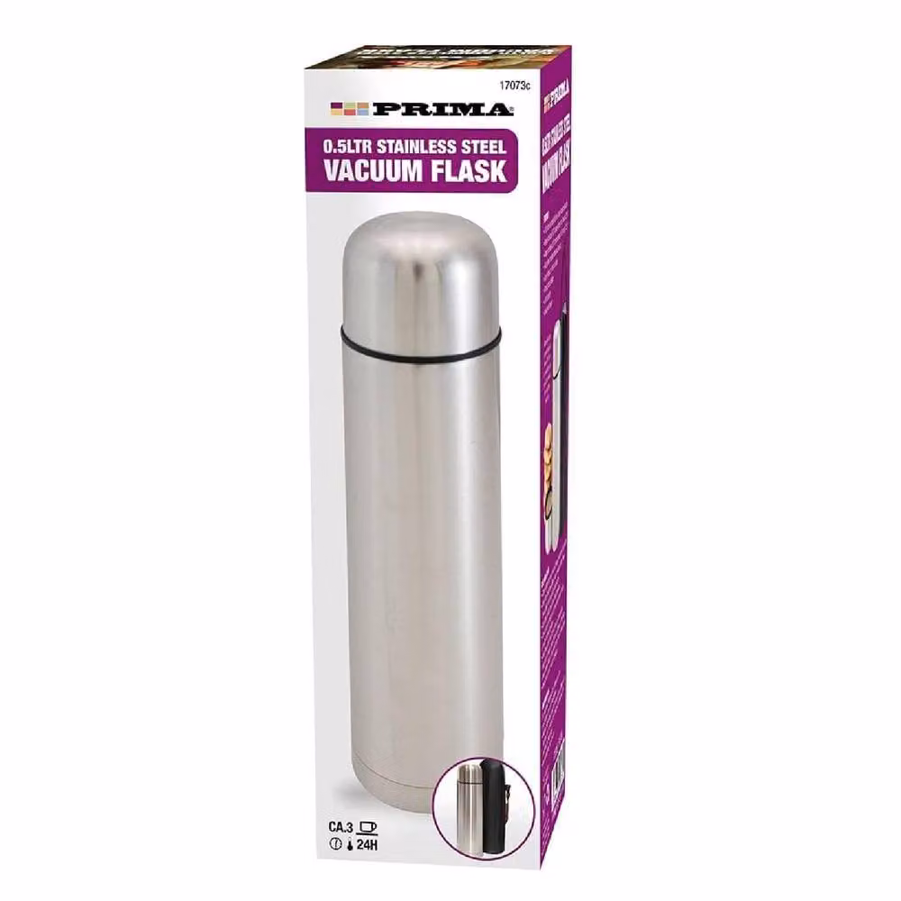 BARGAINS-GALORE Stainless Steel Vacuum Insulated Flask with Carry Case, 0.5 l, Metallic Silver – 3