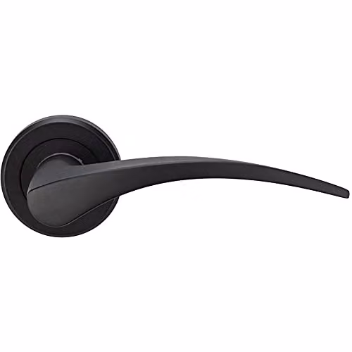 Loops Pair of Arched Tapered Handles on Round Rose with Concealed Fixings in Matt Black Finish