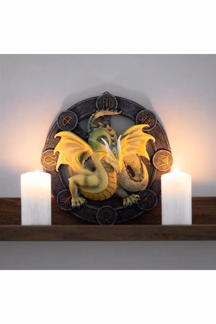 KDMD Mabon Dragon Resin Wall Plaque in Yellow and Green – 3