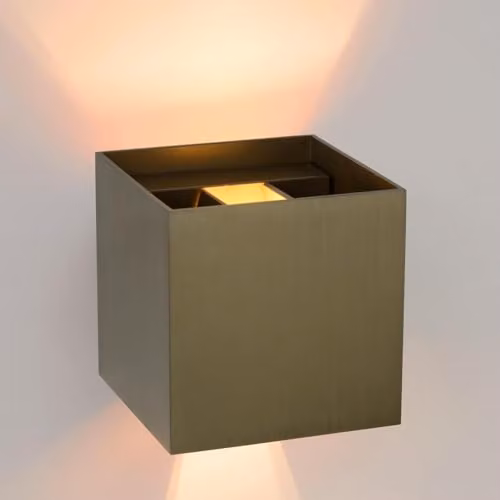Lucide XIO Dimmable Up and Down Cube Wall Light in Brown with Adjustable Beam Angle and Warm White LED – 4