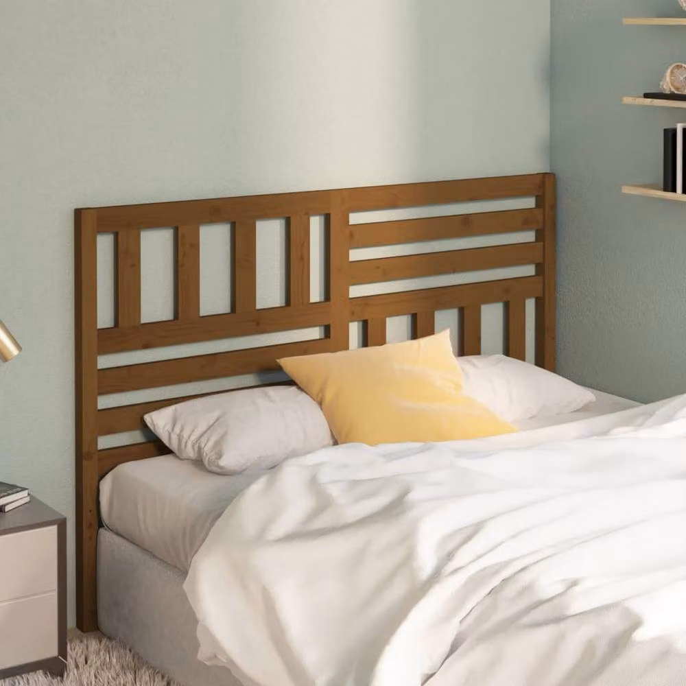 Berkfield Home Rustic Solid Wood Pine Bed Headboard, Honey Brown, W: 156 cm, D: 4 cm, H: 100 cm – 2