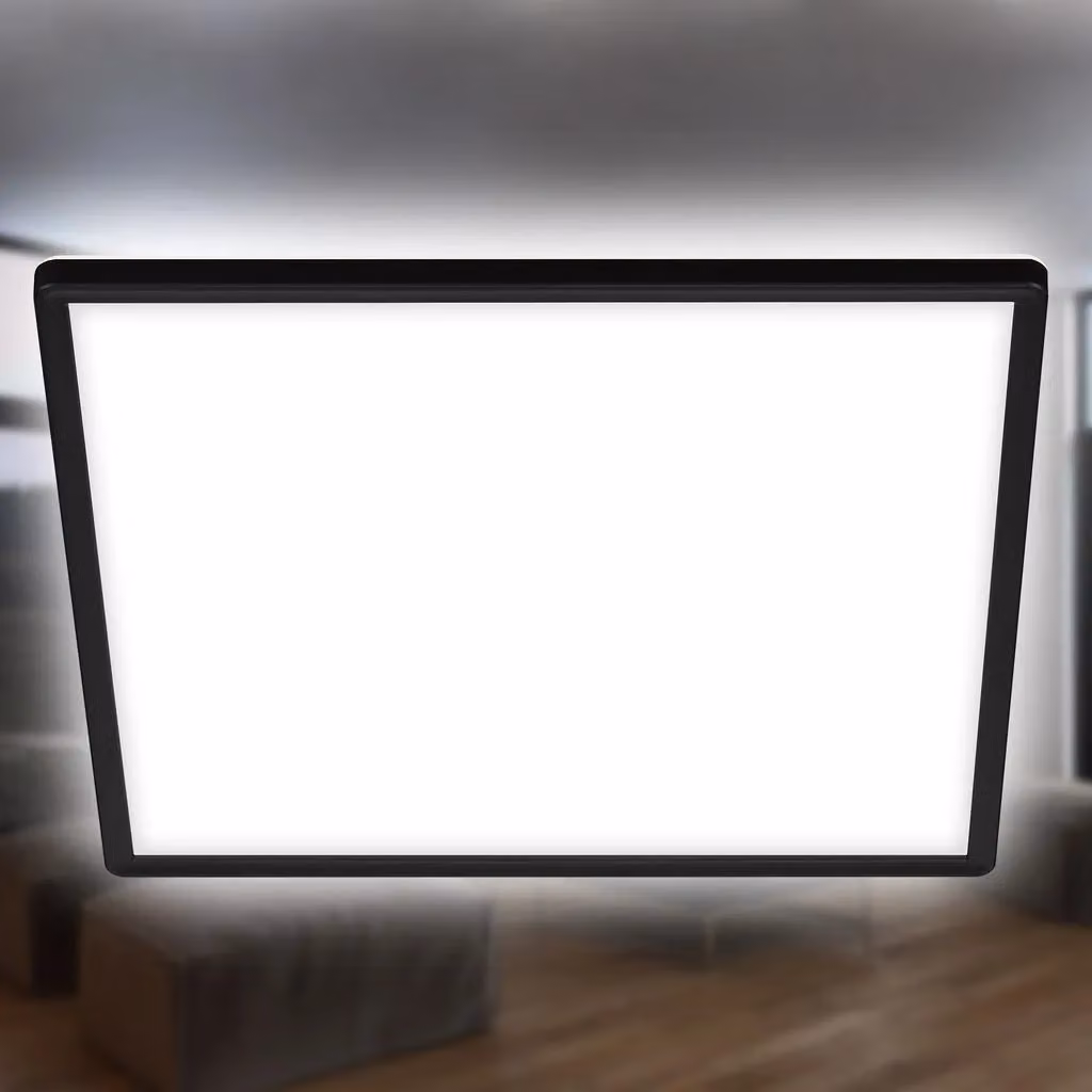 Briloner Black LED Ceiling Panel Light with Backlight Effect, W/D/H: 29.3 x 29.3 x 2.8 cm – 4