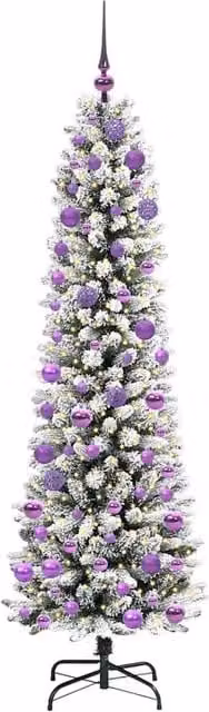 Berkfield Home Artificial Christmas Tree with 300 LEDs in Green and White, H 180 cm x W 53 cm x D 53 cm – 1