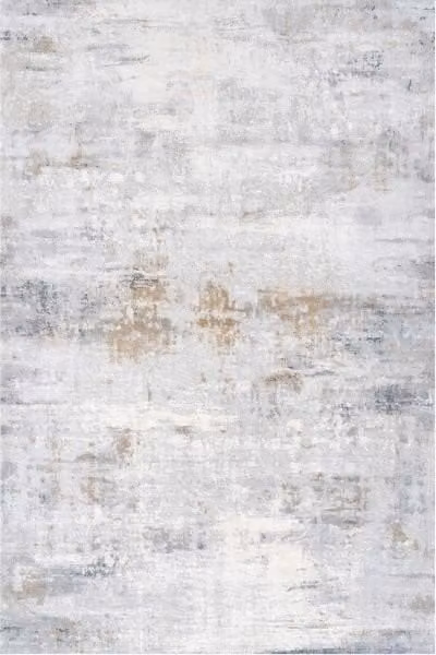 Kukoon Silver Grey Metallic Distressed Abstract Rug, W: 160 cm, D: 230 cm