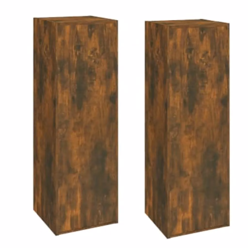Berkfield Home Set of 2 Modern Wall Mounted TV Cabinets in Smoked Oak Brown, W/D/H: 30.5 x 30 x 90 cm – 2