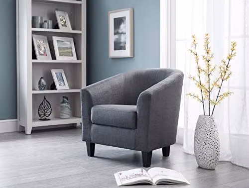 Julian Bowen Hugo Fabric Tub Chair in Grey, H74 x W76 x D70.5 cm – 3