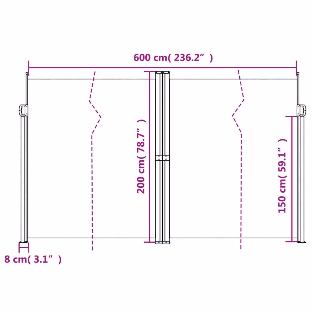 Berkfield Home Retractable Side Awning in Blue, W/H: 600 x 200 cm – 6