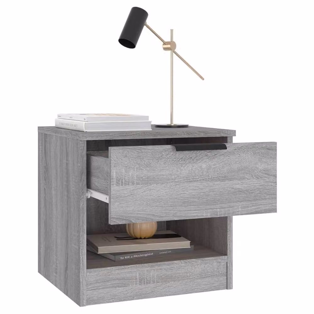 Berkfield Home Set of 2 Grey Sonoma Bedside Cabinets in Engineered Wood – 3