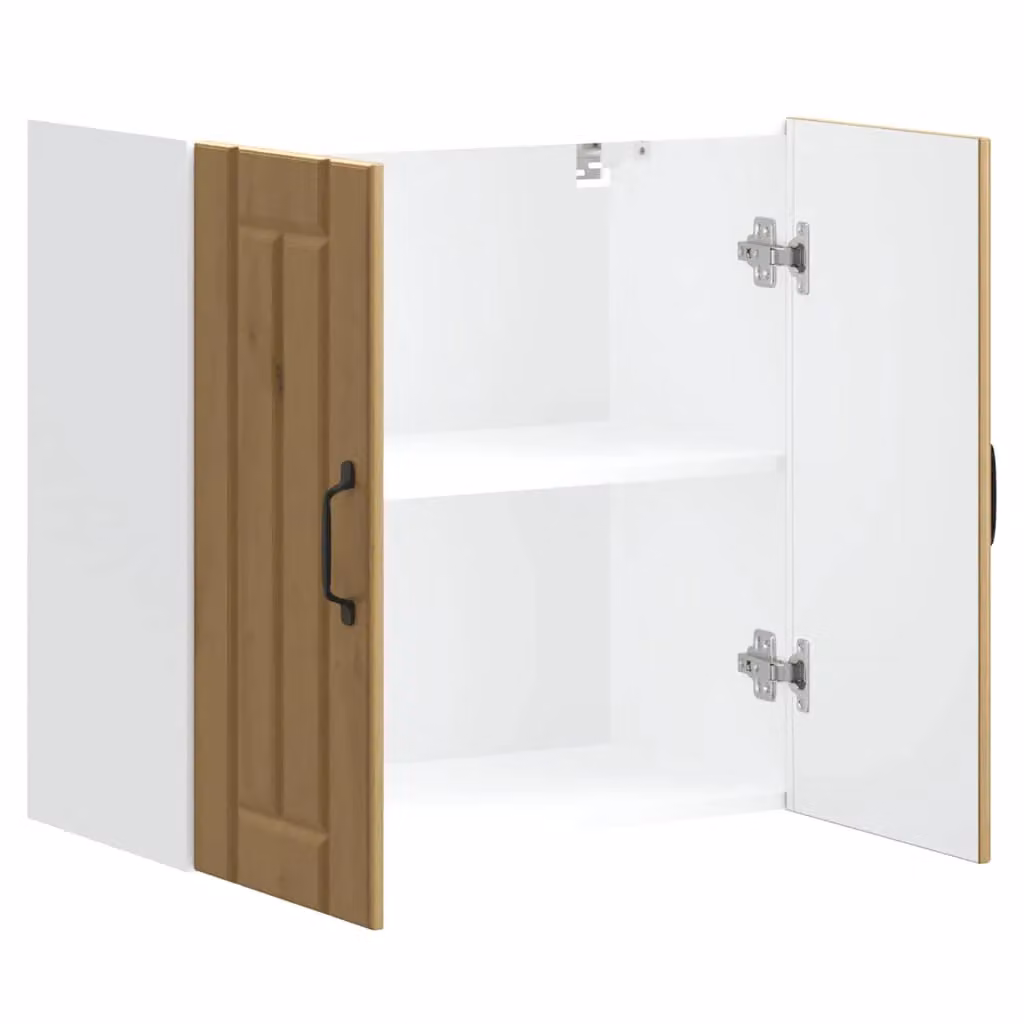 Berkfield Home Lucca Artisan Oak Kitchen Wall Cabinet in Brown with Glass Doors – 2