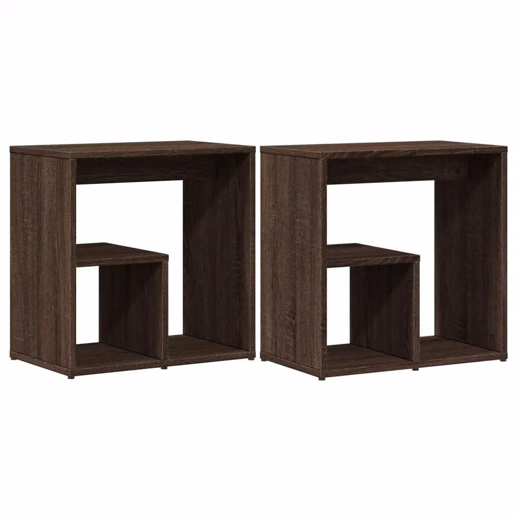 Berkfield Home Set of 2 Modern Side Tables in Brown Oak, W/D/H: 50 x 30 x 50 cm – 2