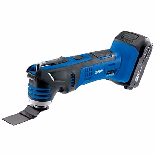 Draper D20 20V Oscillating Multi Tool with 2Ah Rechargeable Battery and Charger in Grey and Blue