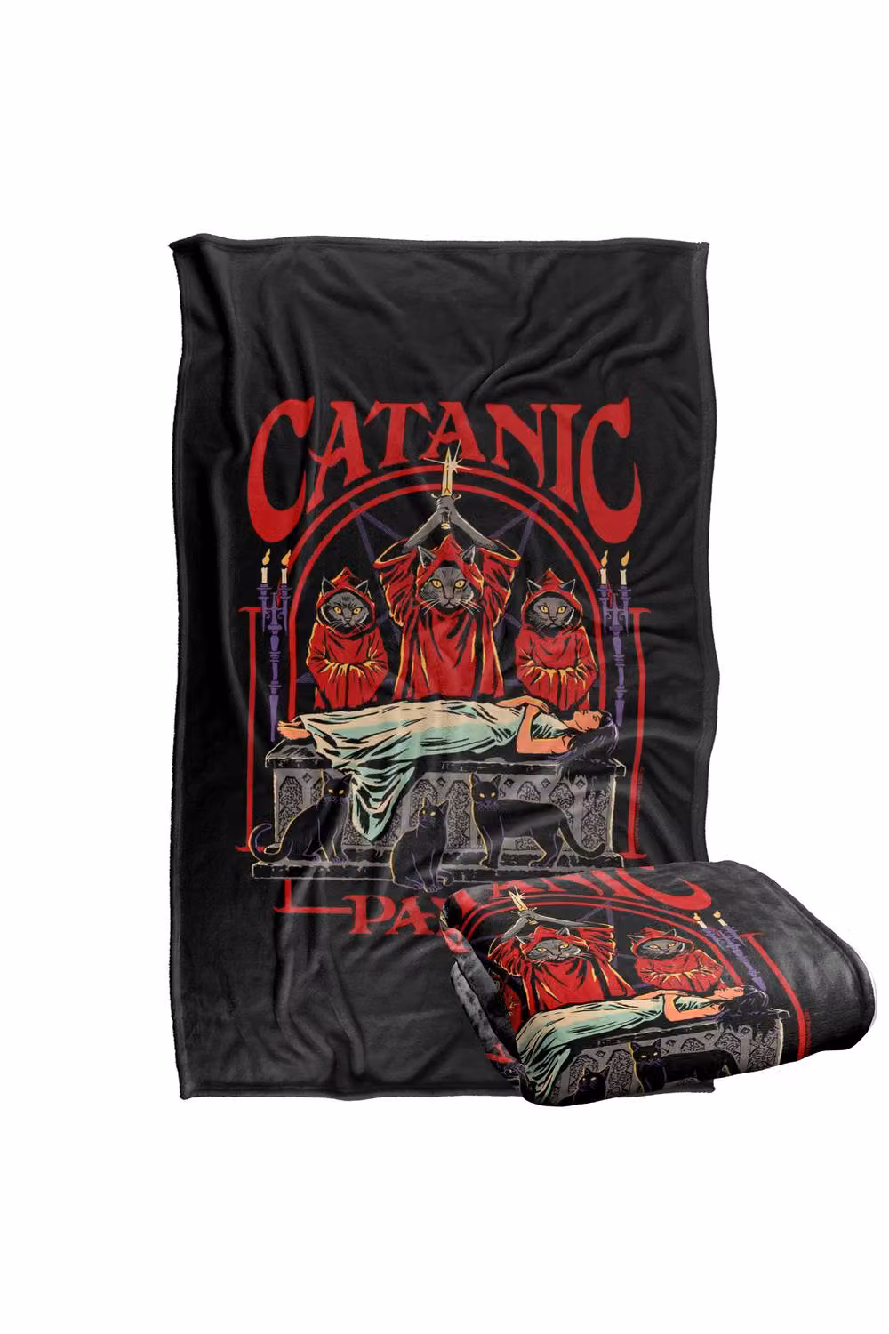 Steven Rhodes Catanic Panic Super Soft Fleece Throw Blanket, Multicolour, W/D/H: 152 x 127 cm – 2