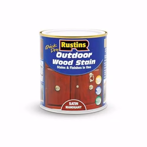 Rustins Quick Dry Exterior Wood Stain, Satin, Brown, 0.5 l – 1