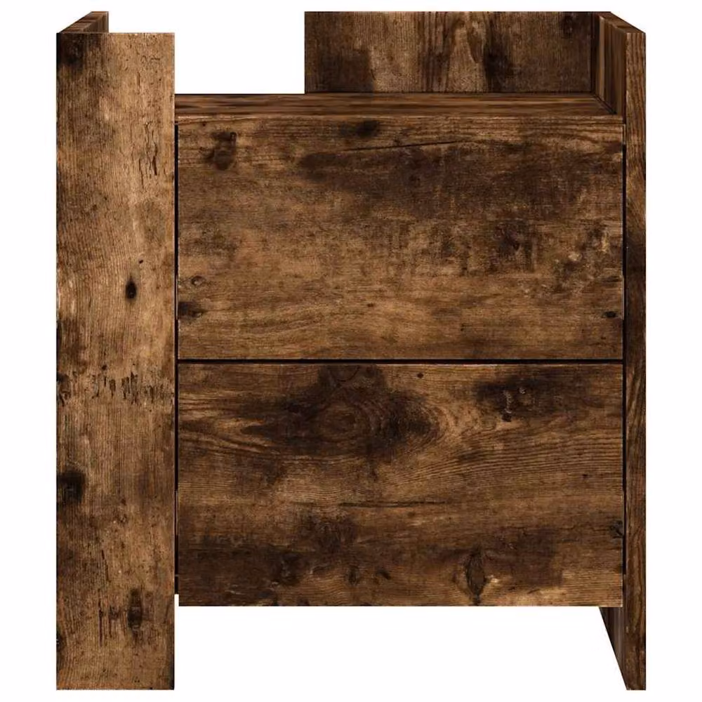 Berkfield Home Decorative Bedside Cabinet in Smoked Oak Brown, W/D/H: 45 x 50 x 50 cm – 4