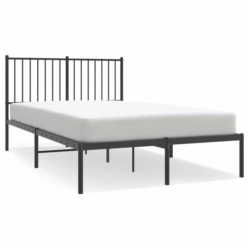 Berkfield Home Metal Bed Frame with Headboard, Black, W/D/H: 120 x 200 cm – 2