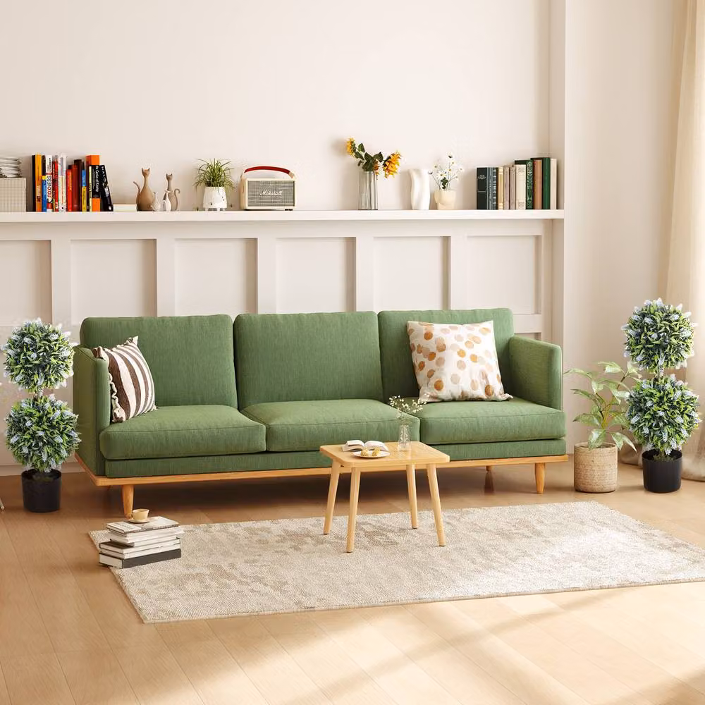 STILVORA Set of 2 Green Artificial Tabletop Trees in Plastic and Concrete Pots – 3