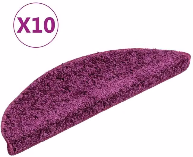Berkfield Home Self-Adhesive Non-Slip Stair Mats, 10 Pack, Purple, W/D/H: 56 x 17 x 3 cm