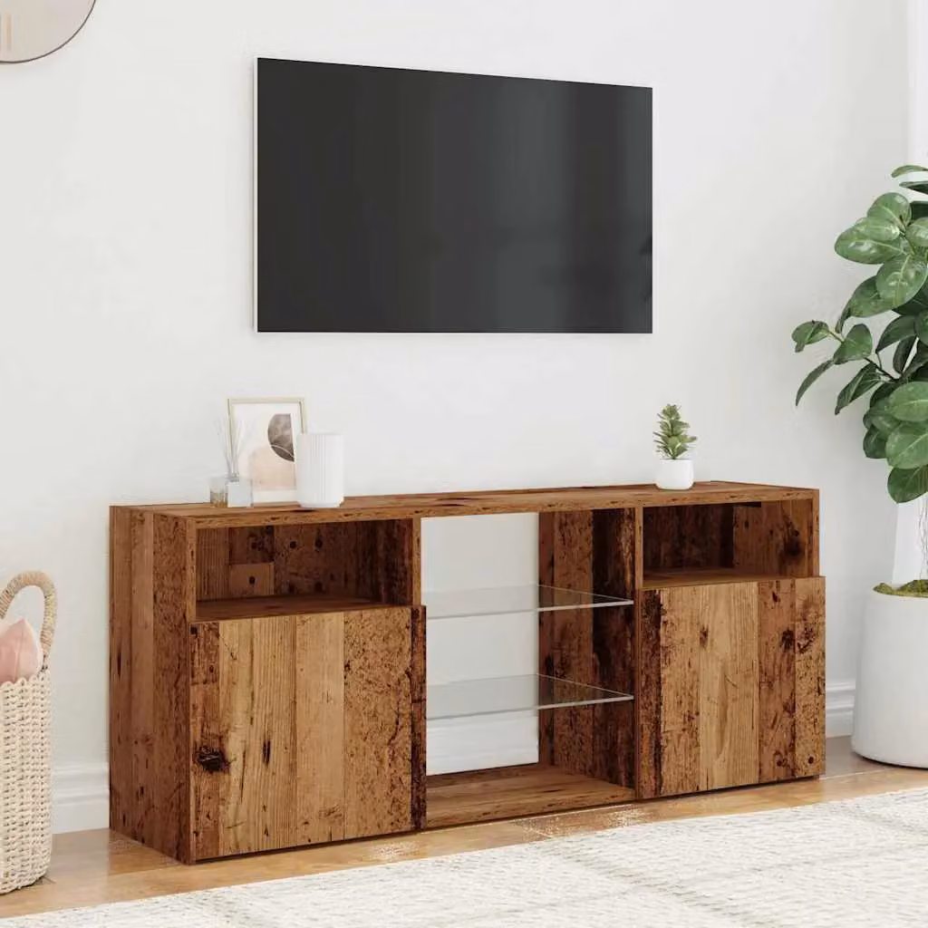 Berkfield Home Modern TV Cabinet with Integrated LED Lights in Brown, W/D/H: 120 x 30 x 50 cm – 3