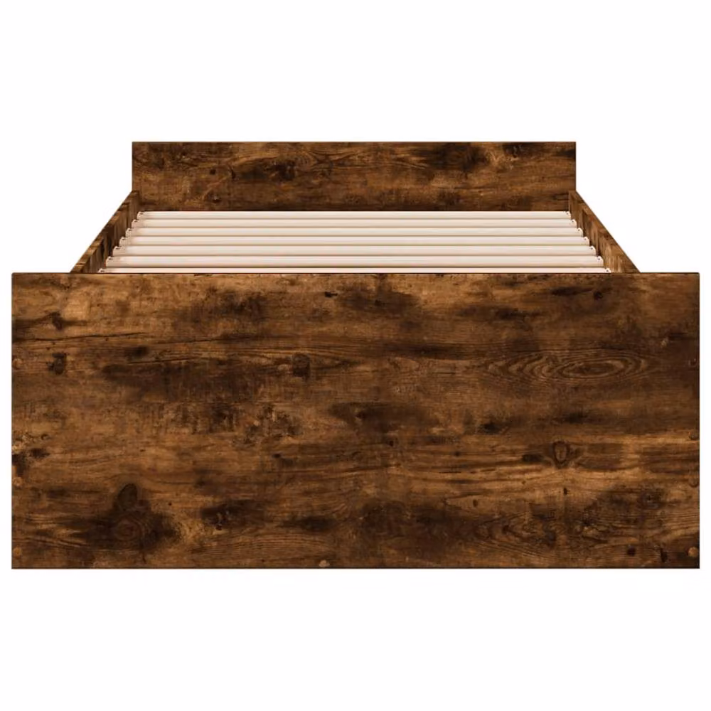 Berkfield Home Small Single Bed Frame with Drawers in Smoked Oak Brown – 4