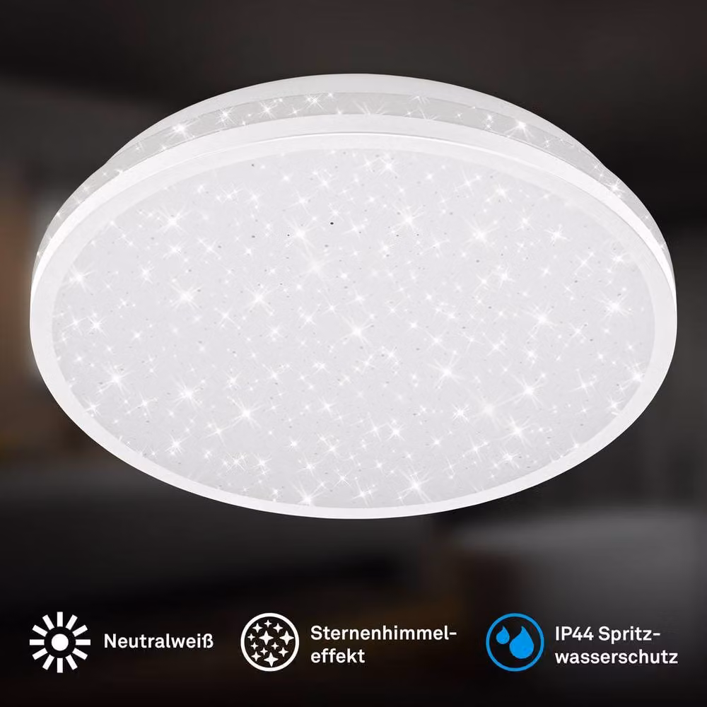 Briloner White LED Ceiling Light with Star Effect, IP44 Rated for Bathroom and Hallway Use – 2