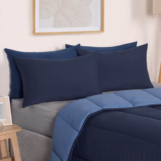 OHS Blue 10.5 Tog Hollow Fibre Coverless Duvet and Pillowcase Set