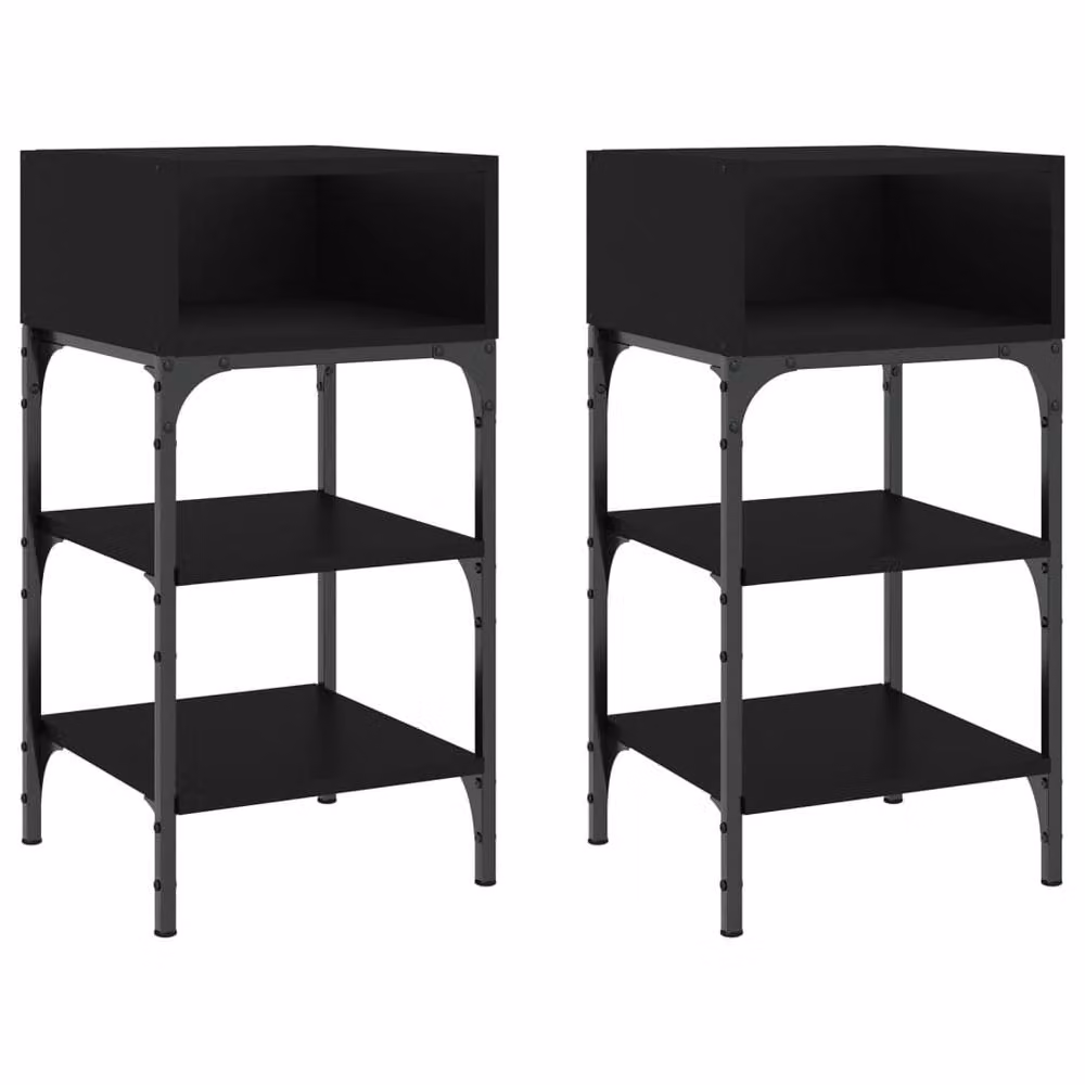 Berkfield Home Elegant Bedside Tables, 2 Piece Set in Black, W/D/H: 35 x 34.5 x 70 cm – 3