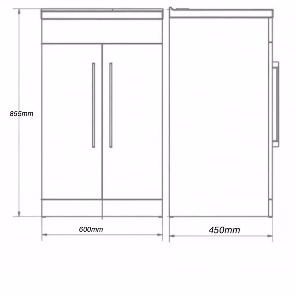 Clifton Grey Gloss 2 Door Freestanding Bathroom Unit with Ceramic Basin, Width: 60 cm – 3