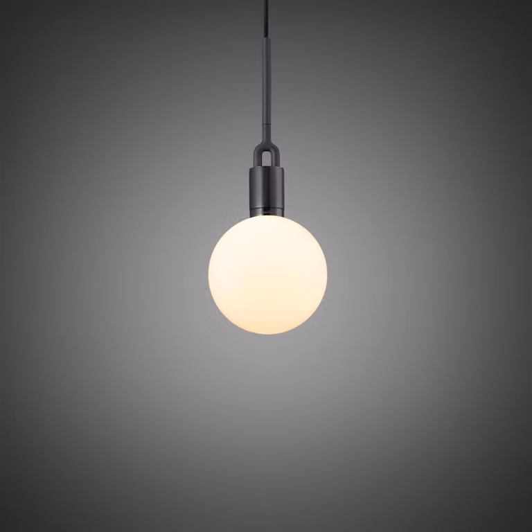 Buster + Punch Forked Pendant Light in Black with White Opal Glass Sphere