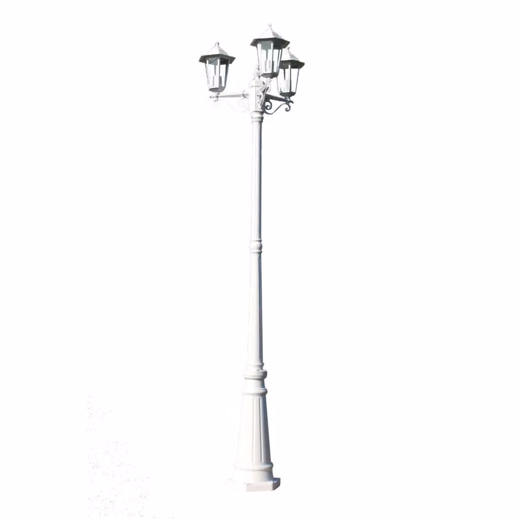 Berkfield 3-Arm White Aluminium Garden Light Post, Height: 215 cm – 2