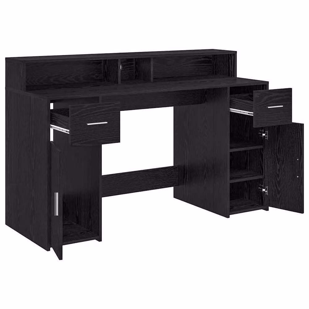 Berkfield Home Modern Writing Desk in Black Oak, W/D/H: 140 x 55 x 91 cm – 3