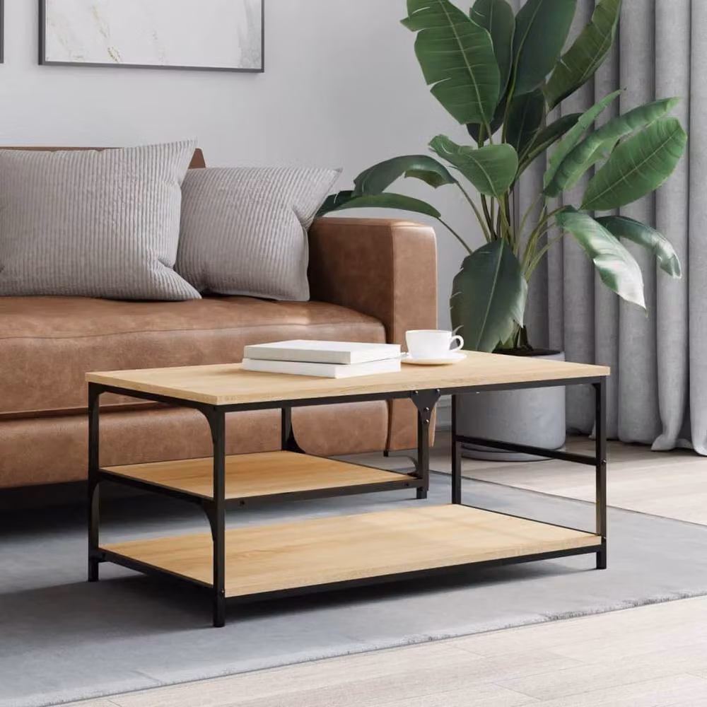Berkfield Home Sonoma Oak Decorative Coffee Table in Light Brown, W/D/H: 90 x 49 x 40 cm – 2