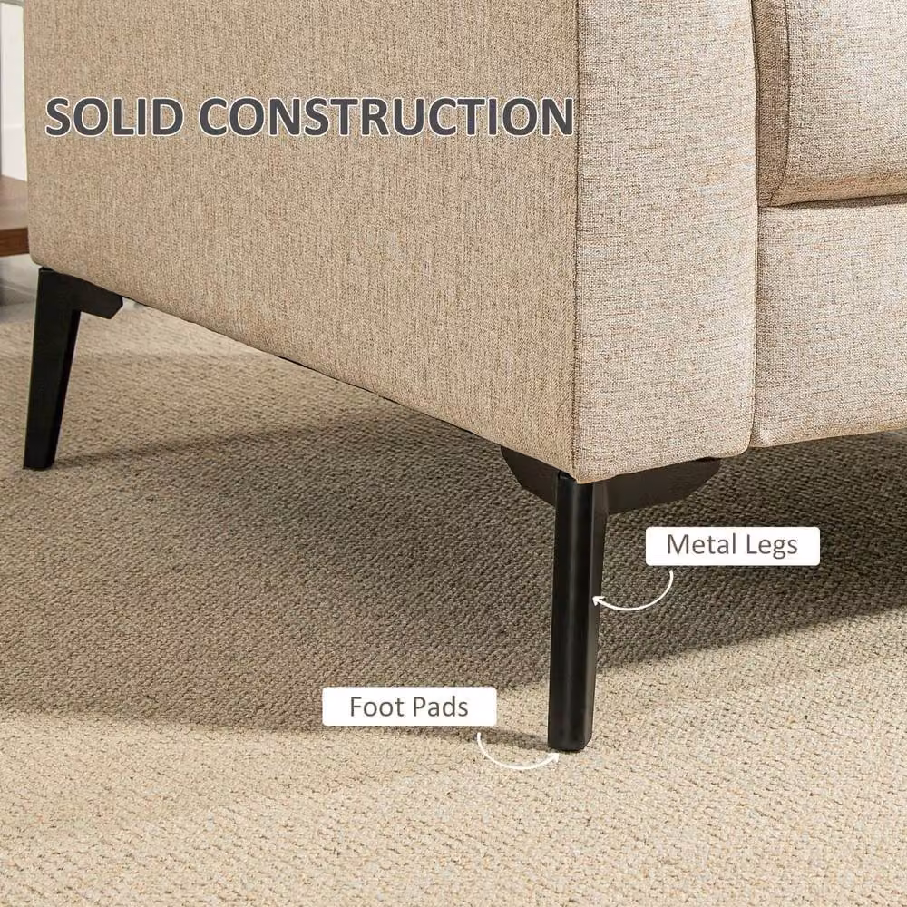 Wyld Haus Rapara Beige Linen Look Accent Armchair with Black Metal Legs – 3