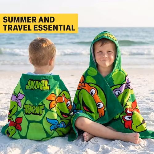 Get Trend Teenage Mutant Ninja Turtles Hooded Bath Towel Poncho in Green – 4