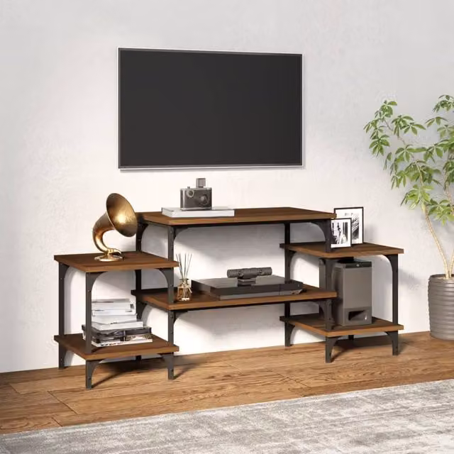 Berkfield Home Brown Oak TV Cabinet in Engineered Wood, W/D/H: 117 x 35 x 52 cm – 1