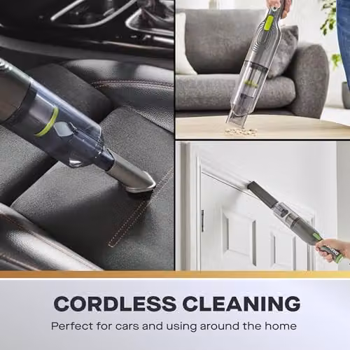 Daewoo Compact Pro Cordless Handheld Vacuum Cleaner in Grey with Washable HEPA Filter and 30 Minute Runtime – 3