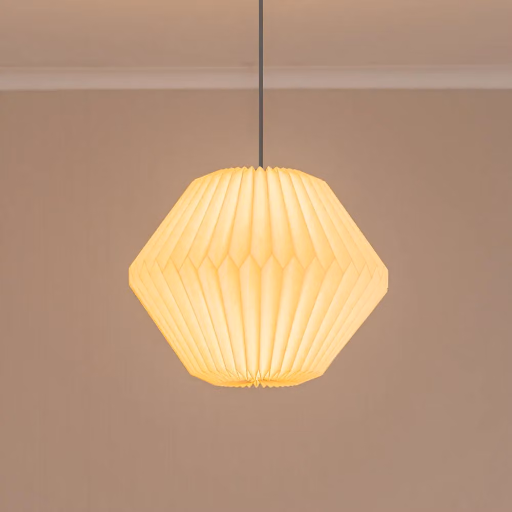 ValueLights Astrid White Geometric Origami Hexagon Paper Pleated Easy Fit Lampshade, Shade Width: 39.5 cm – 2