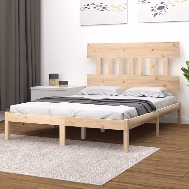 Berkfield Home Rustic Solid Pine Bed Frame, Brown, W: 160 cm, L: 200 cm – 1