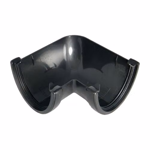 FloPlast Cast Iron Effect Deepflow Hi-Cap Gutter Angle, 90 Degree, 115mm, Black