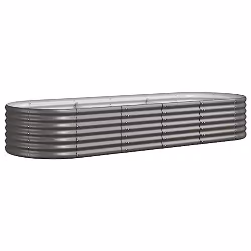 vidaXL Galvanised Steel Raised Bed for Vegetable, Herb or Ornamental Gardens, Grey, W: 224 cm, D: 80 cm, H: 36 cm