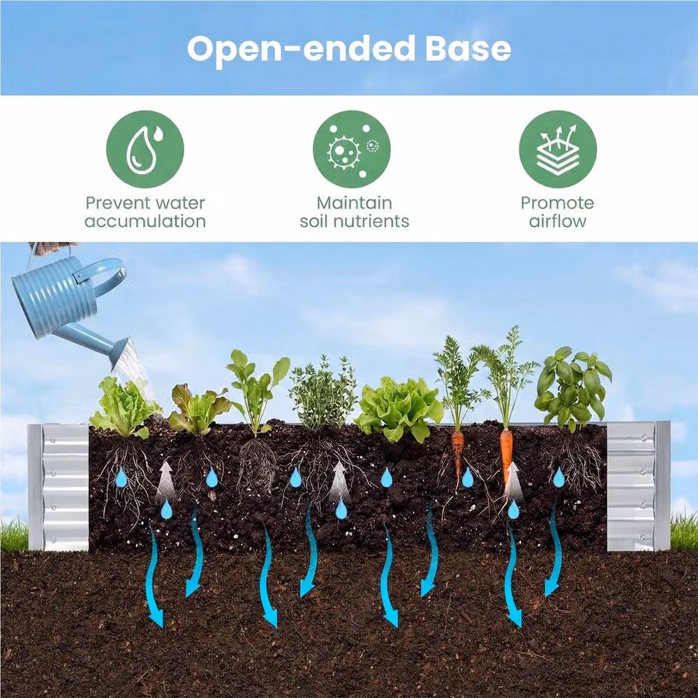NESTLUNE Green Outdoor Raised Garden Bed Kit for Flowers and Vegetables – 3